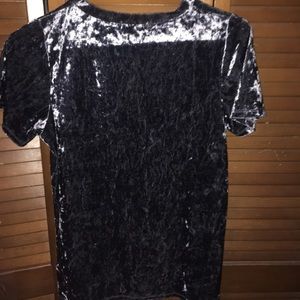 Grey crushed velvet t shirt